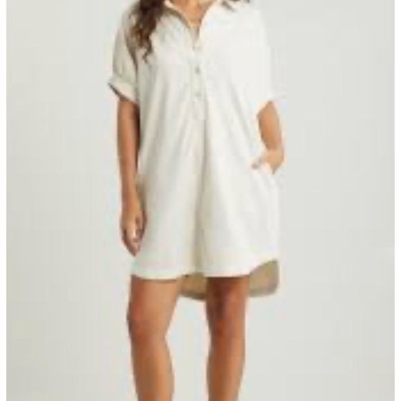 Treasure & Bond Dresses & Skirts - NWT  Treasure + Bond Woven Polo Shift Dress Stone Khaki Beige Medium M